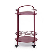Bottle trolley in Bordeaux Red steel