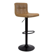 Adjustable Rust-Colored Stool with Matte Black Legs and Fabric Seat