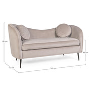 2 seater velvet effect sofa Candis Light Gray