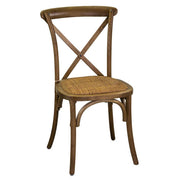 Cross wood chair brown stackable weaving seat cm50x50h46.5 - 88