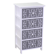 4-drawer white gray chest of drawers 40x29x73h cm
