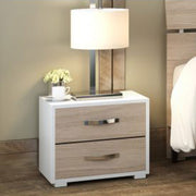 Bedside table with white front box Elm 2 drawers 36x52xH 43
