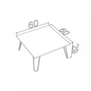 White bed breakfast table with folding legs 60 x 60 x 29 h cm