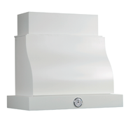 OPENABLE white rustic kitchen hood with 120 cm wooden frame