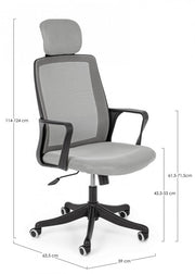 Office chair with gray fabric armrests