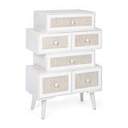 Chest of 6 drawers Montiel white wooden rustic style