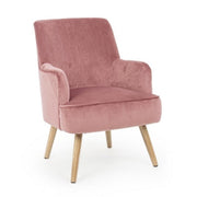 Vintage living room armchair in Antique Pink velvet ADELINE 60x67x h79 cm