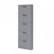 Slim shoe cabinet with 5 flaps cement gray melamine wood h.180x65x15 cm