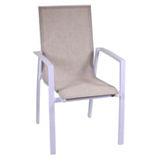 Armchair in aluminum and matt white Cleveland textline