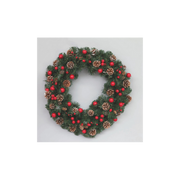 Crown 50 cm red berries pine cones with snow.