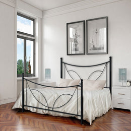 Iron bed one and a half with footboard TULIP Black 126x208x h117 cm