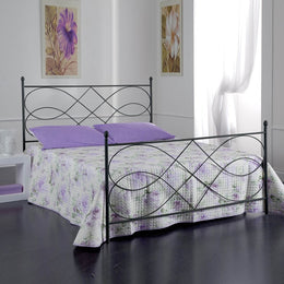 Iron double bed with footboard SOSPIRO Black 166x208x h128 cm