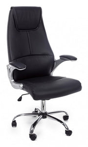 Directional office armchair in Camberra black eco-leather with armrests
