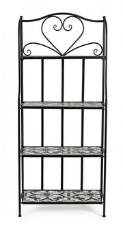 Country style Positano 4-shelf metal bookcase cm 57x28x133h