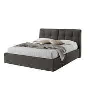 Double bed in Dark Gray Eco-leather with MELIA container 220x182x h109 cm