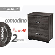 Comodino camera da letto grigio cassetti cm 40 x 30 x 45 h