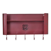 Bristol red metal shelf 2 shelves with hanger 5 places straight cm50x10h30