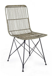 Contemporary style chair in steel and kubu Gray LUCILA 45x55x h85 cm