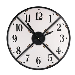 Round black and white metal clock cmø62x5