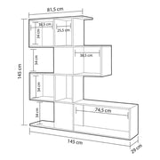 Aktif double-sided bookcase 145x145x29 cm. concrete grey