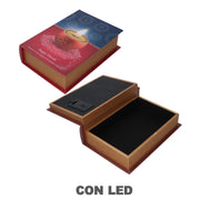 Faux leather book box with rectangular led cm29x20h8