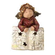 Resin angel with gold book cm17x15,5h22,5