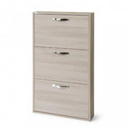 Slim shoe cabinet in melamine wood 3 flaps elm 108x65x15 cm
