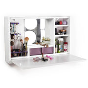 Leeta closable dressing table with gloss white mirror finish