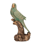 Golden green resin parrot cm11,5x9,5h26