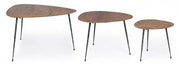 Set of 3 industrial style wooden boscage coffee tables