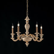 Five lights ivory wood and gold leaf chandelier 53x h57 cm