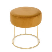 CLARISSA Yellow Ocher velvet pouf diameter 35x h40 cm