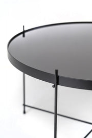 Black metal glass table 70 x 70 x h 40 cm