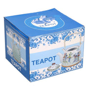 White ceramic teapot with cream decorations cmø15h16