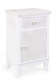 Bedside table in MDF one door one drawer White CHARLENE 40x32x h69.5 cm