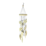White metal bell with flowers and leaves 12x12h61 cm
