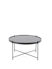 Black metal glass table 70 x 70 x h 40 cm