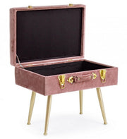 Stool with container in Antique Pink velvet POLINA 50x34x h42 cm