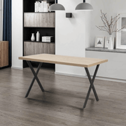 Bryan rectangular table oak black crossed legs 139x80x76