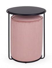 Annika modern coffee table-pouf combined set in antique pink