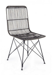 Contemporary style chair in steel and black kubu LUCILA 45x55x h85 cm