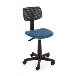 Office chair with blue adjustable wheels