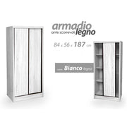 Armadio con ante scorrevoli bianco con doppio vano cm 84 x 56 x 187 h
