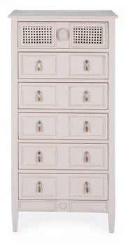 Narrow chest of drawers in wood with six drawers Bianca EUNICE 56x36x h119 cm