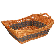 Rectangular honey and gray wicker basket cm51x38h19