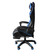 Sedia gaming in ecopelle da ufficio reclinabile con poggiapiedi Blu e Nero 64x53x h123/133 cm