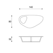 Coffee table in petroleum mdf and chromed gray base 140x80x32h cm