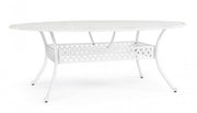Ivrea white oval aluminum garden table 148x201 cm