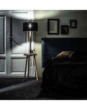 Acrux floor lamp in black fabric and wood STS