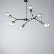 Iron black satin chrome chandelier six lights 71x h64 cm industrial
